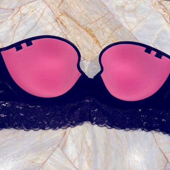 Victoria Secret Pink Very Sexy Strapless Long Line Sequin Satin Bra 34A - Picture 4 of 8